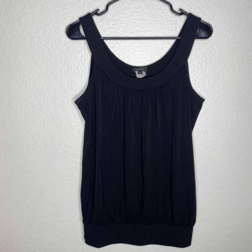 VTG Rampage womens black Y2k sleeveless babydoll bubble hem top preppy stretch L